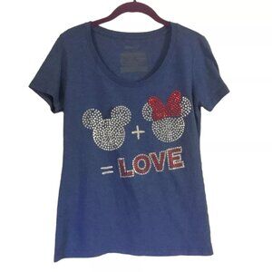 Disney Store Mickey and Minnie Equals Love Graphic Tee Women's Small